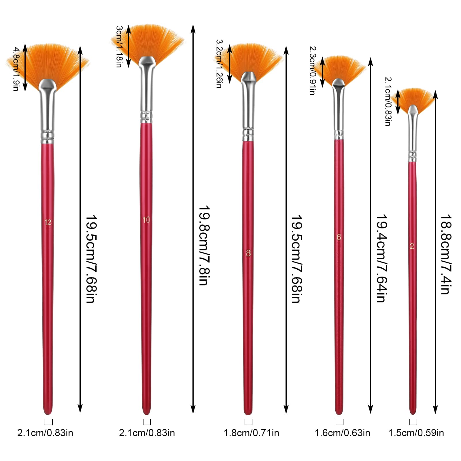 5 stuks Fan Paint Brush Set, Aquarel Penselen met Lange Houten 5 stuks Fan Paint Brush Set, Aquarel Penselen met Lange Houten