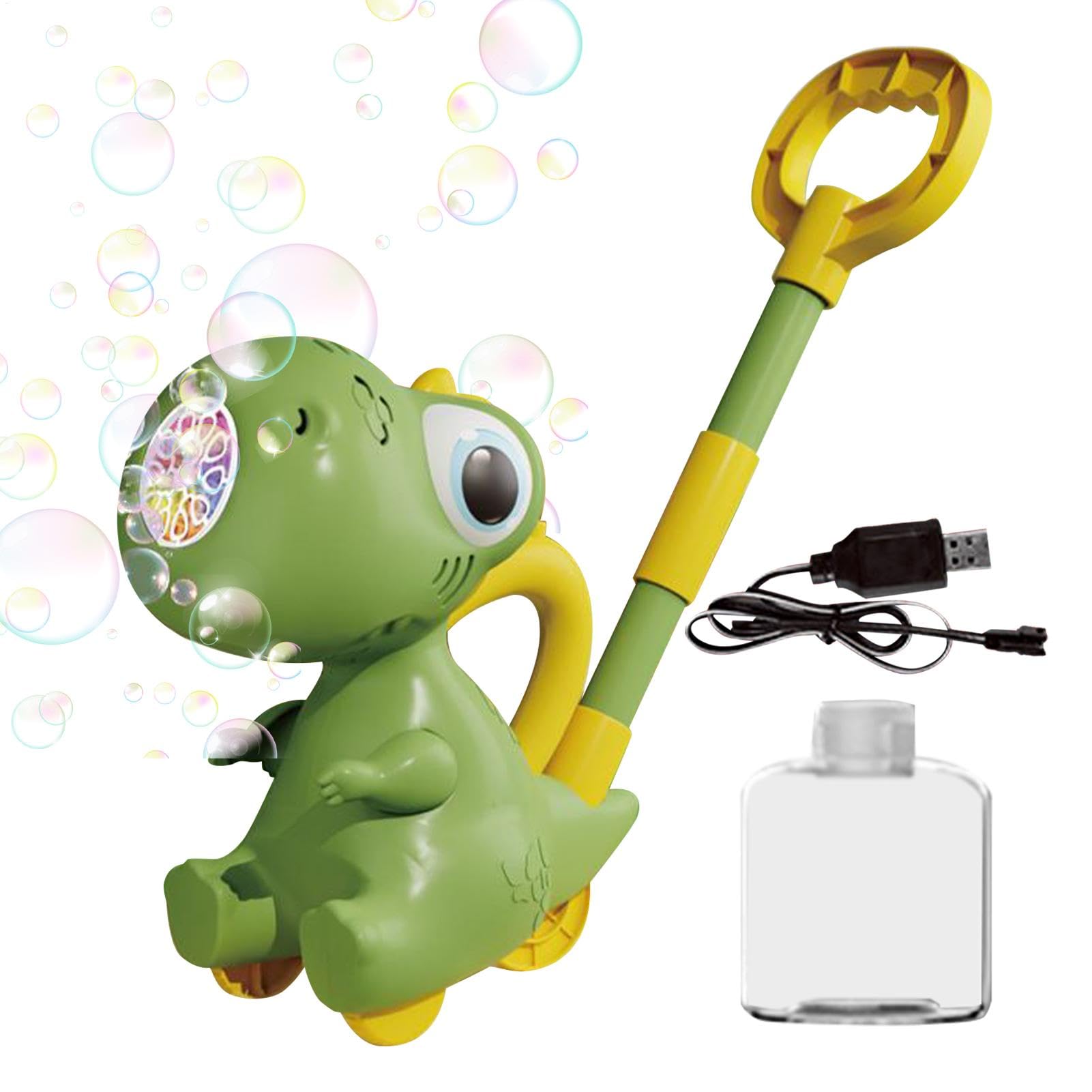 Soplador de burbujas de dinosaurio, máquina de burbujas de dinosaurio - Máquina de soplado de burbujas iluminadas - 10 hoyos, juguetes para el patio trasero de los dinosaurios, entretenimiento al aire
