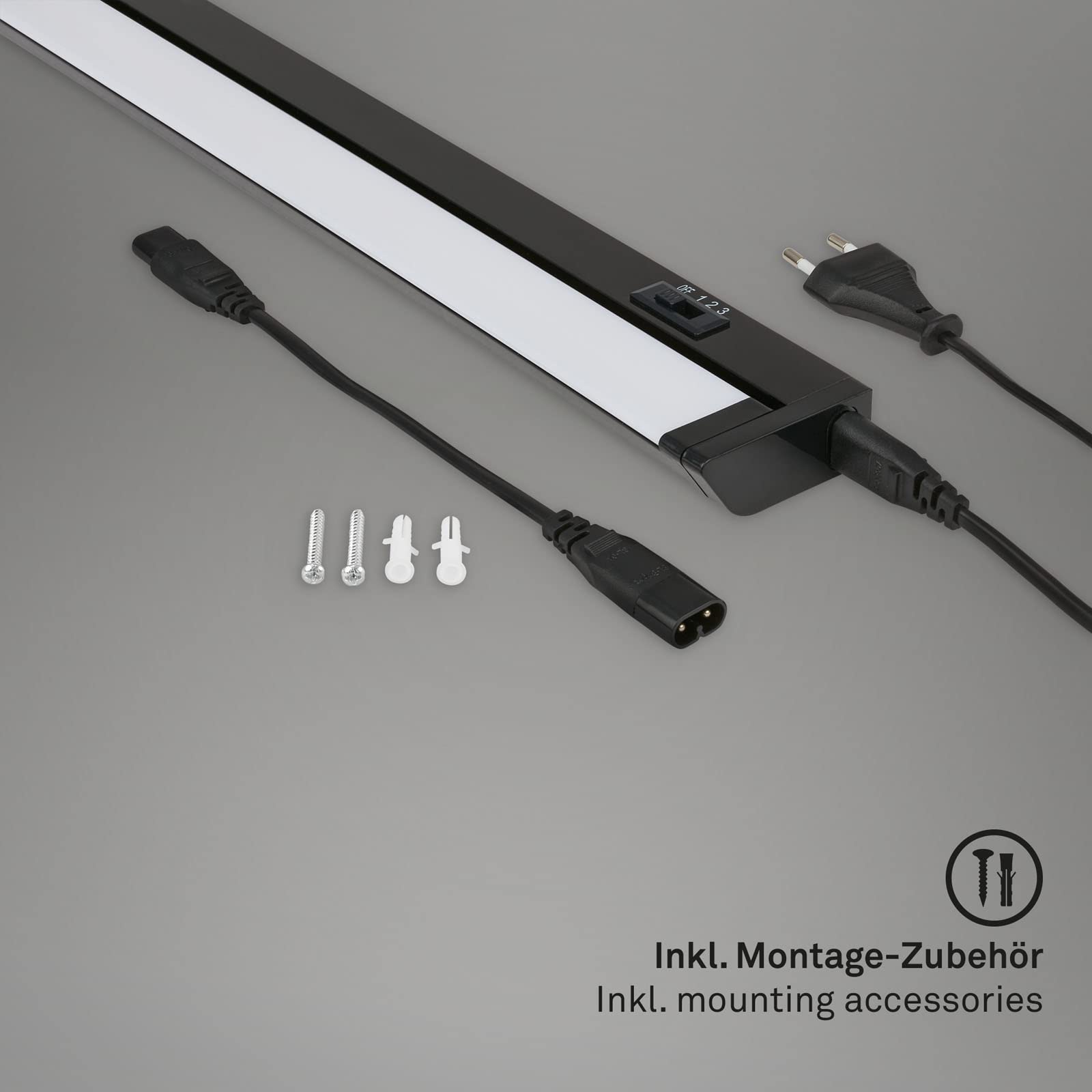 Lampe LED Sous Meuble BRILONER 54.5cm - Température Couleur Réglable 2700K-6500K - Noir - Pour Cuisine Ou Atelier