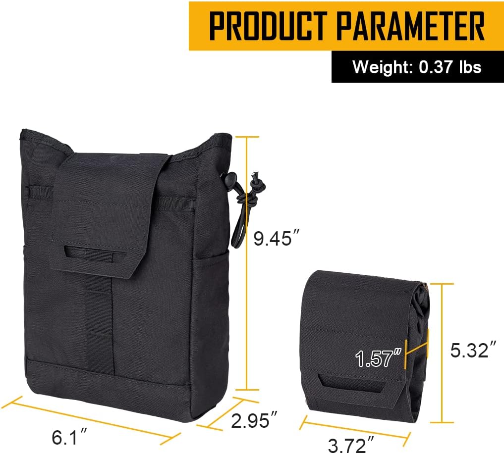 IDOGEAR Molle Dump Pouch Tactical Pouches Roll-up Drawstring Mag Pouches Foldable for Battle Belt Vest Plate Carrier Backpack Utility Folding Dump Pouch Waist Bag