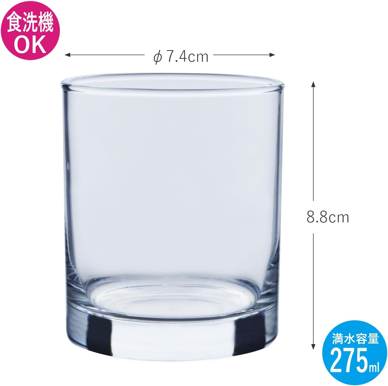 東洋佐々木ガラス Toyo Sasaki Glass 05116 Whiskey Glass, Rock Glass, Tumbler, 9.8 fl oz (275 ml), Pack of 6, Cup, Made in Japan, Dishwasher Safe