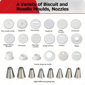 Automatic Cookie Making Machine,180w Biscuit Form Maker with 8 Replaceable Nozzles,6 Cookie Molds,Fast Uniform Production,Cookie Press Biscuit Maker for Dessert Shop/Kitchen