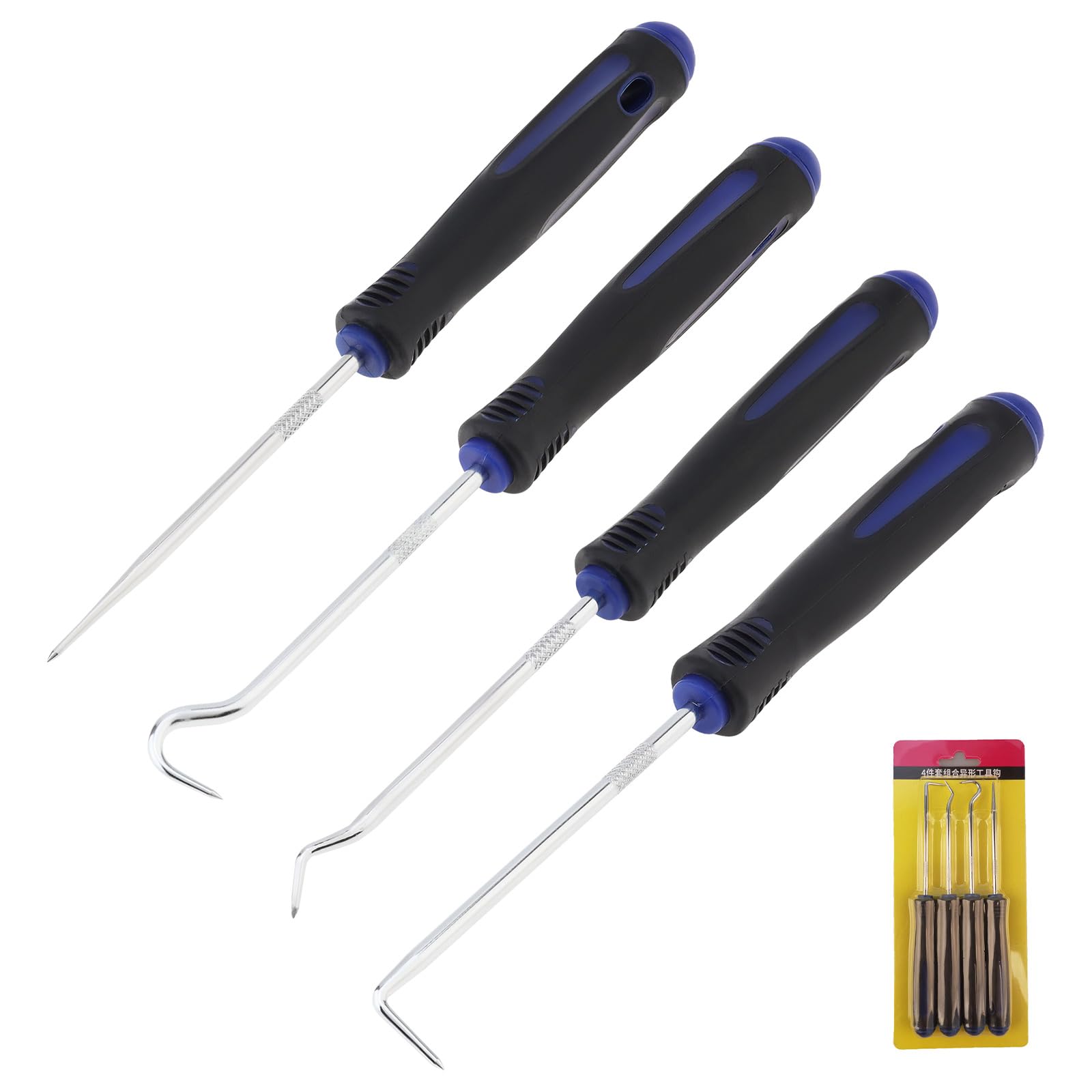 CLAHJQX 4pcs Precision Hook and Pick Set, Alloy Steel Pick Tool Mechanic for Separate Wiring/Remove Fuses/Pick Up Small Parts and Washers