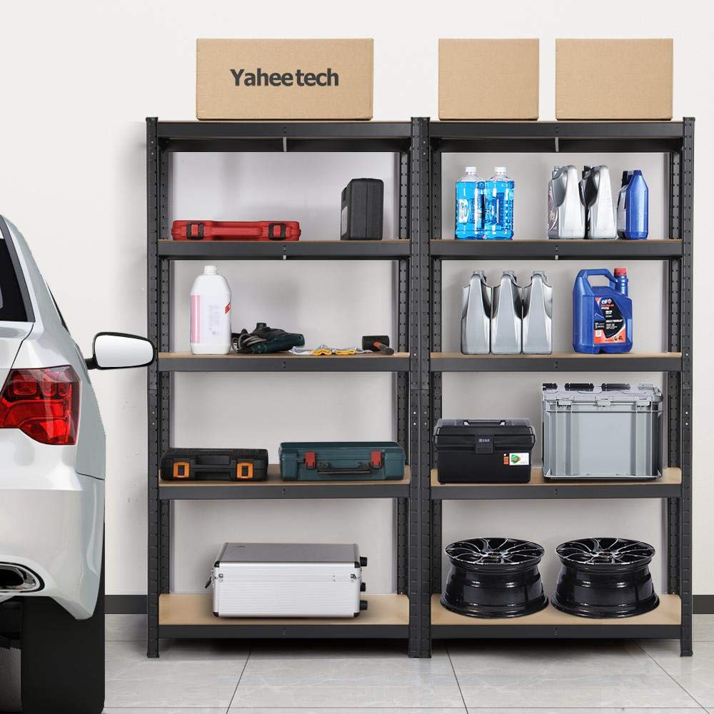 Yaheetech Estantería Metálica de Almacenaje 180 x 90 x 60 cm 5 Niveles Estante de Pie para Trastero Garaje Sótano Cocina Carga de 875 kg