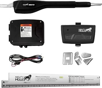 Mighty Mule MM371W-A Automatic Gate Opener, Smart and Solar Ready, Includes Gate Opener Installation Ruler and More, Up to 16ft Long or 550lb, Black, Upgraded Gate Opener Kit