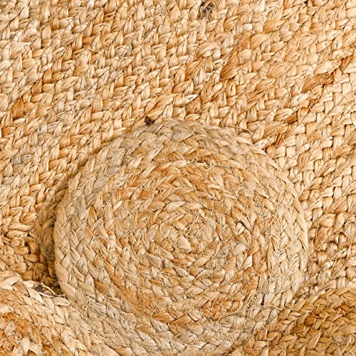 Klavate Scalloped Natural Jute Natural Color Reversible Braided Woven Rigo Area Rug, 2X3 #TOP4