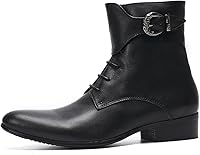 Vista 2 de Santimon Botas vaqueras para hombre, vestido formal, botas Chelsea de cuero genuino, botas casuales Patry de moda occidental, formal, baile