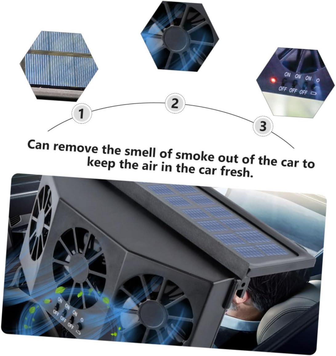 Solar Auto Exhaust Fan High Speed Vehicle Cooling Tool Efficient Air Ventilation for Freshness for Cars Suvs and Trucks Solar Powered with Built Battery
