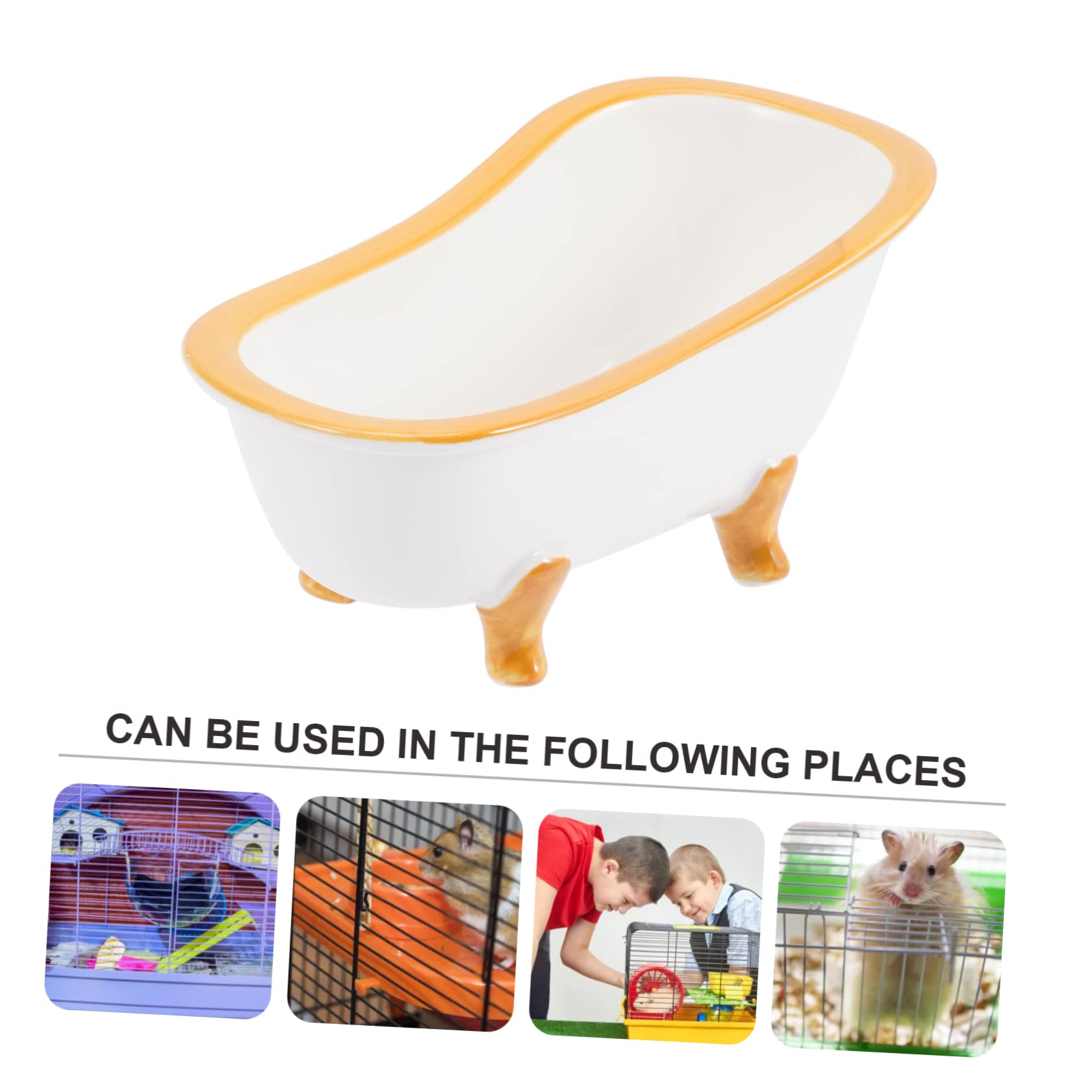 Happyyami Keramik Hamsterhaus mit Waschbaren Toilettenunterlagen Hamsterversteck und Sandbadewanne für Kleintiere Rattentoilette mit Rutschfester Unterseite für Meerschweinchen und Hamster