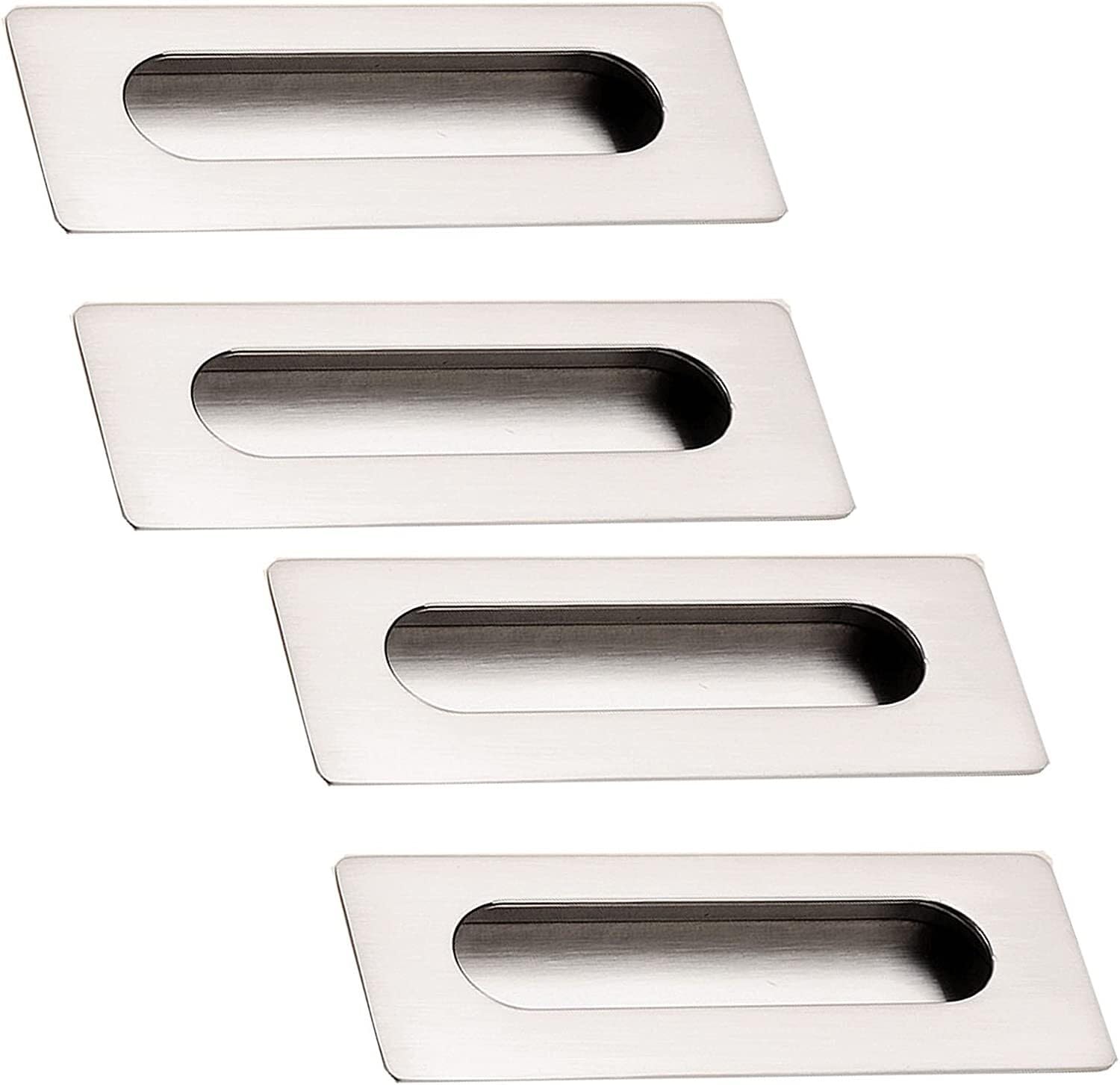 Recessed Handle,Embedded Handle,Hidden Door Handles,Recessed Furniture Handle Concealed Embedded Flush Sliding Door Pull Handles Hidden Pull Handle Silver 4 Pcs (Hole Distance 64mm) ( Color : Onecolor