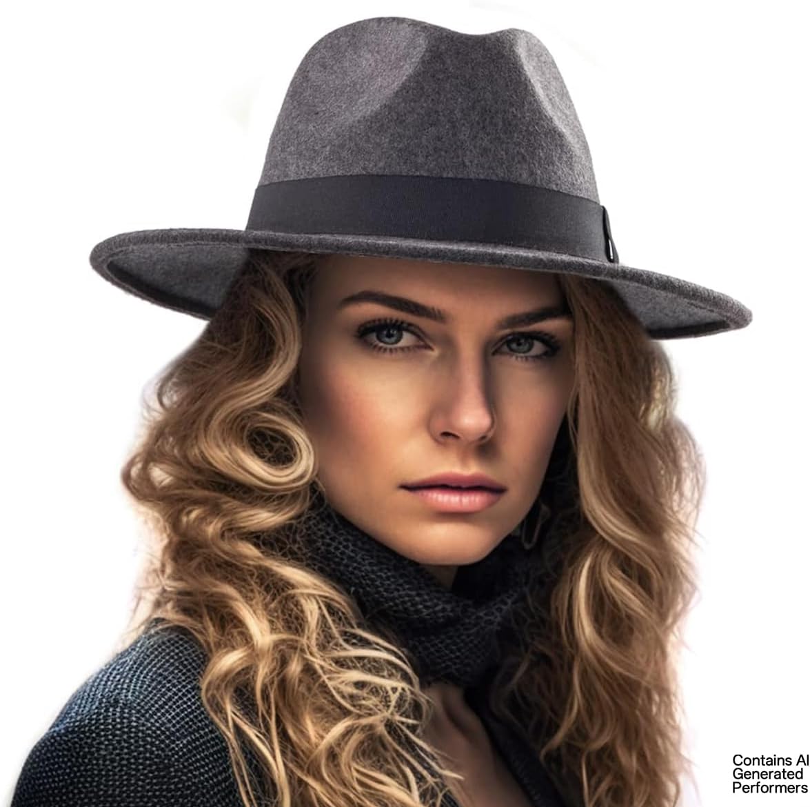 Felt Wide Brim Fedora Hats for Women Men, with Band Belt Buckle, Adjustable image 5