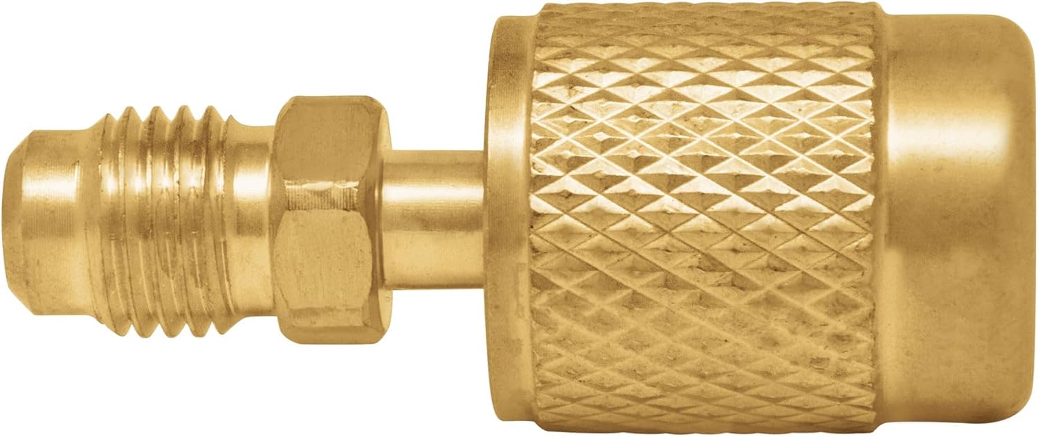 HVAC Guys Low Loss Fittings HVAC | 5/16in x 1/4in Solid Brass Heavy Duty HVAC Quick Connect Fittings 410a | Anti-Blow Back Adapter