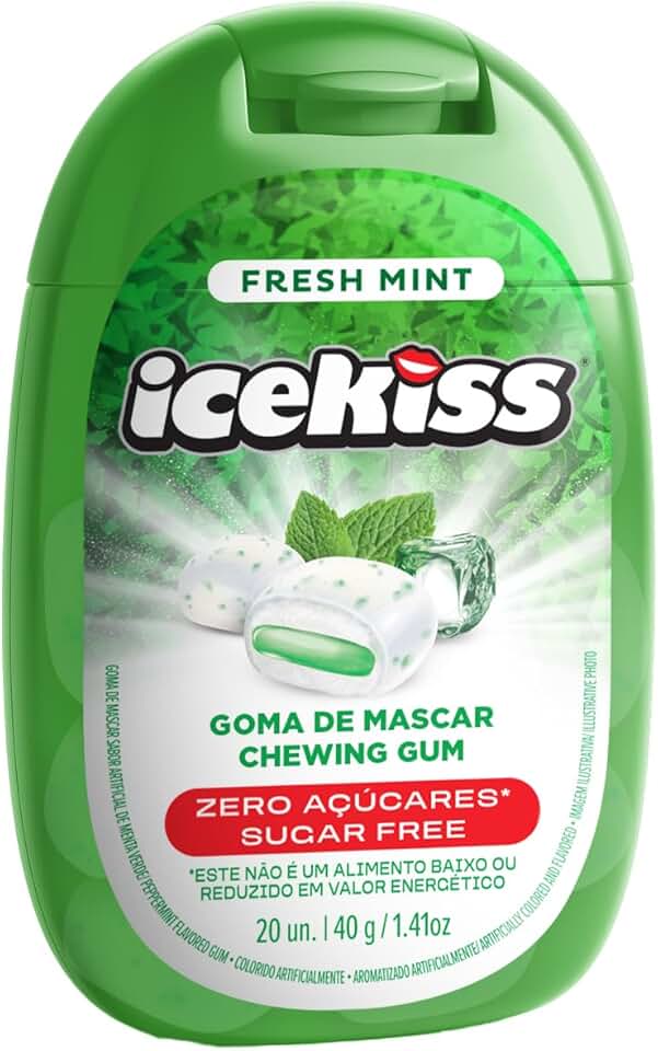 IceKiss Goma de Mascar Zero Açúcares, Recheio Líquido, 40g (FRESH MINT)