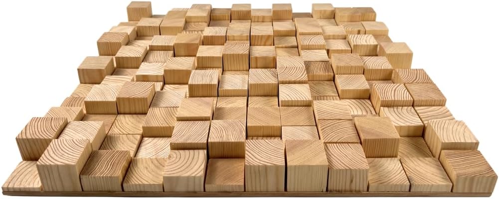 Wooden Acoustic Diffuser «SKYLINE» - 50x50 cm (19.7x19.7 Inches) | 2D QRD | Wood Wall Art Panel | (Thickness 35mm (1.38''), Skyline)