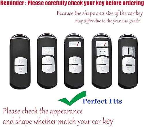 Miniatura 2 de HIBEYO Funda de llave de piel de aleación de zinc para Mazda 2, 3, 3, Axela 5, 6, 6, Atenza 8, CX-3, CX-4, CX-5, CX-7, CX-9, MX-5, MX-5, Miata,