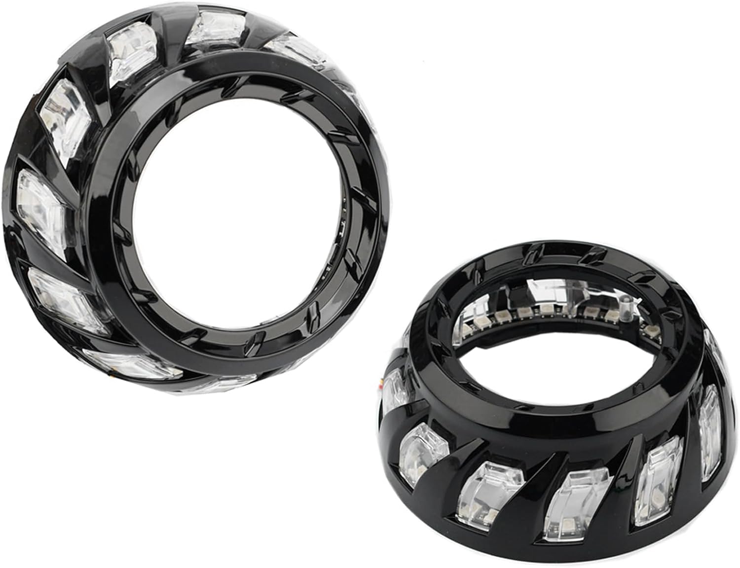 3.0 Inch Projector Lens with Spiral Shrouds,Universal Headlight Retrofit Kit with Hi/Low Beam for H1 H4 H7 Car Motorcycle Headlight