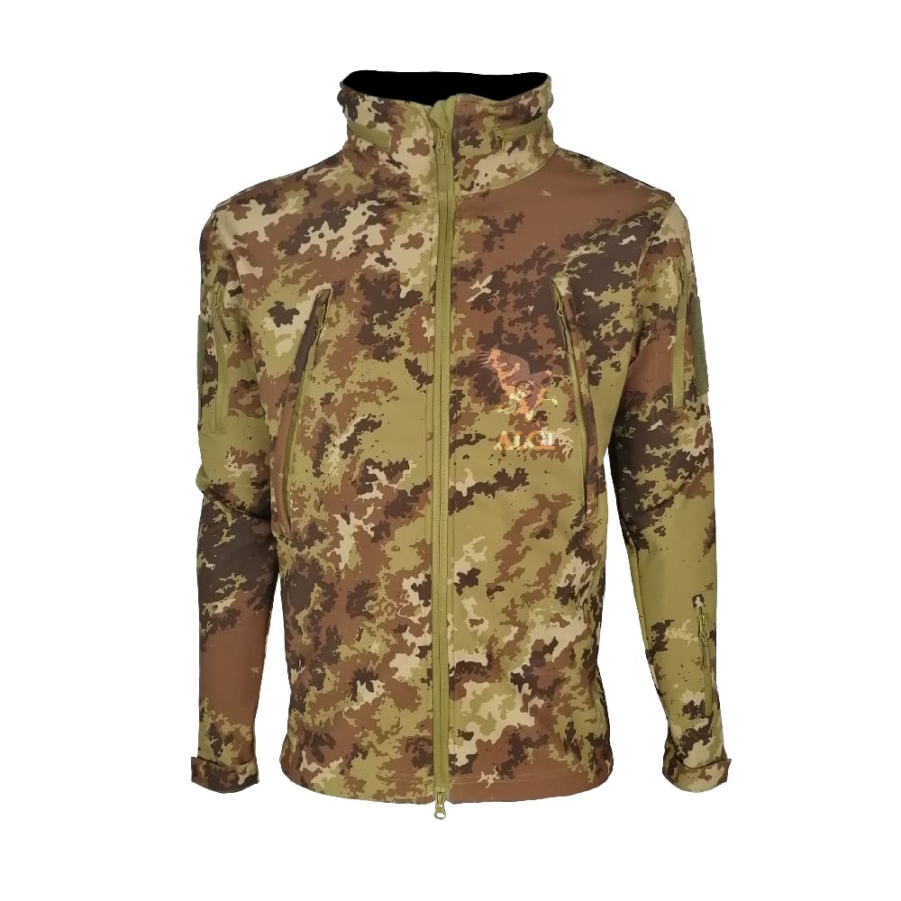 ALGI Giacca Termica Soft Shell con Cappuccio SUMMIT MIMETICA VEGETATO