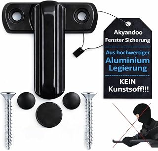 Fenstersicherung in Schwarz - 1 Stück für Fenster und Balkontüren mit stabiler Kindersicherung und effektivem Einbruchschutz, Set mit einfacher Montage
