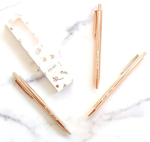 Miniatura 5 de Jot & Mark Juego de 3 bolígrafos metálicos de oro rosa en caja de regalo de aluminio - Bolígrafos de oro rosa
