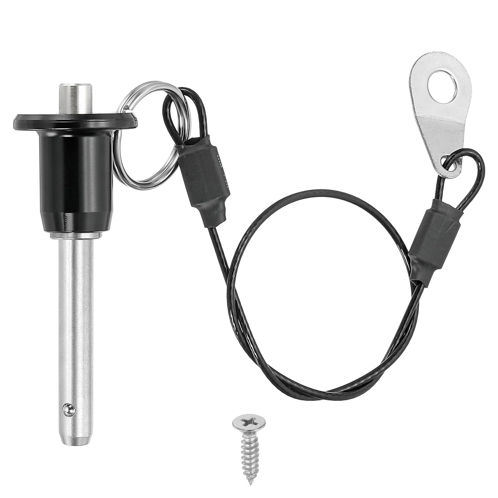 PATIKIL 1/4"(6mm) Diameter 304 Stainless Steel Quick Release Pin, Usable Length 1.2"(30mm) Push-Button Ball Locking Pin with 25cm Lanyard Cable M5 Screw, Silver