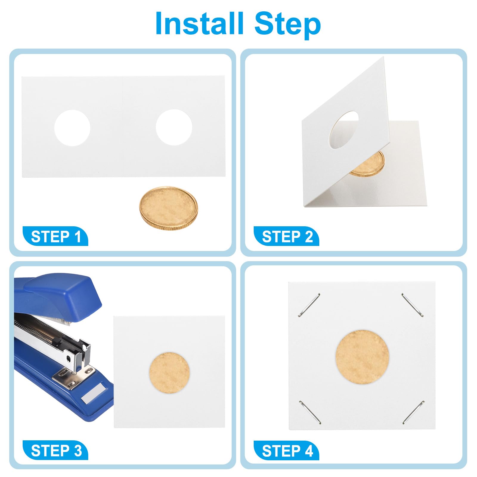 Amazon｜PATIKIL 2 x 2 コインフリップ 100個 26.5 mm ダンボールコインホルダー ペーパーコインホルダー コイン収集  コレクター用 ホワイト｜収納ケース・ボックス オンライン通販