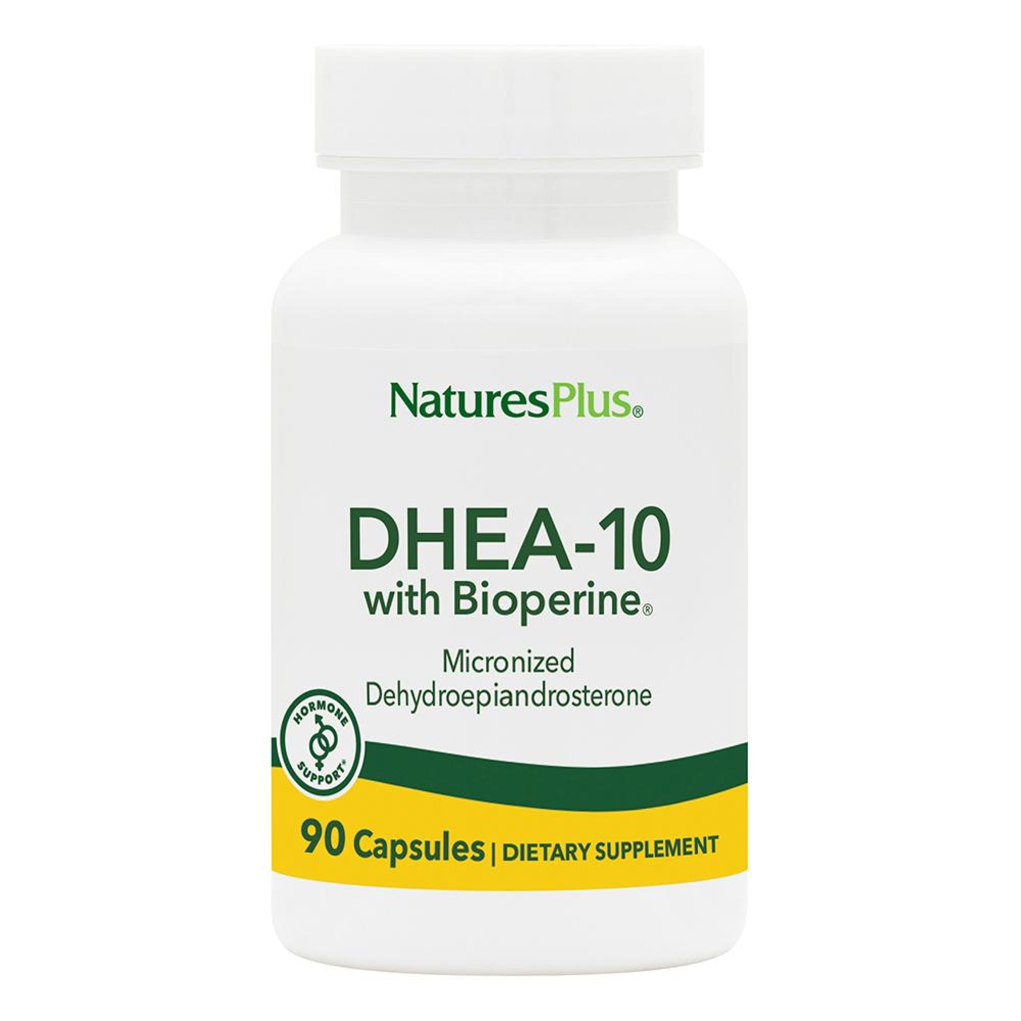 Natures Plus DHEA 10 with Bioperine - 10 mg, 90 Vegetarian Capsules - Gluten-Free - 90 Servings