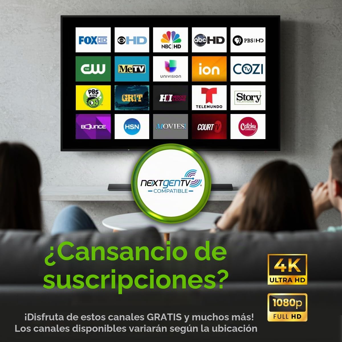 Mohu Leaf - Nuevo aspecto, diseño gris cálido - Antena de TV para interiores ultrafina, UHF VHF, rango de 40 millas, multidireccional, 4K UHD, NEXTGEN TV - con cable de 12 pies