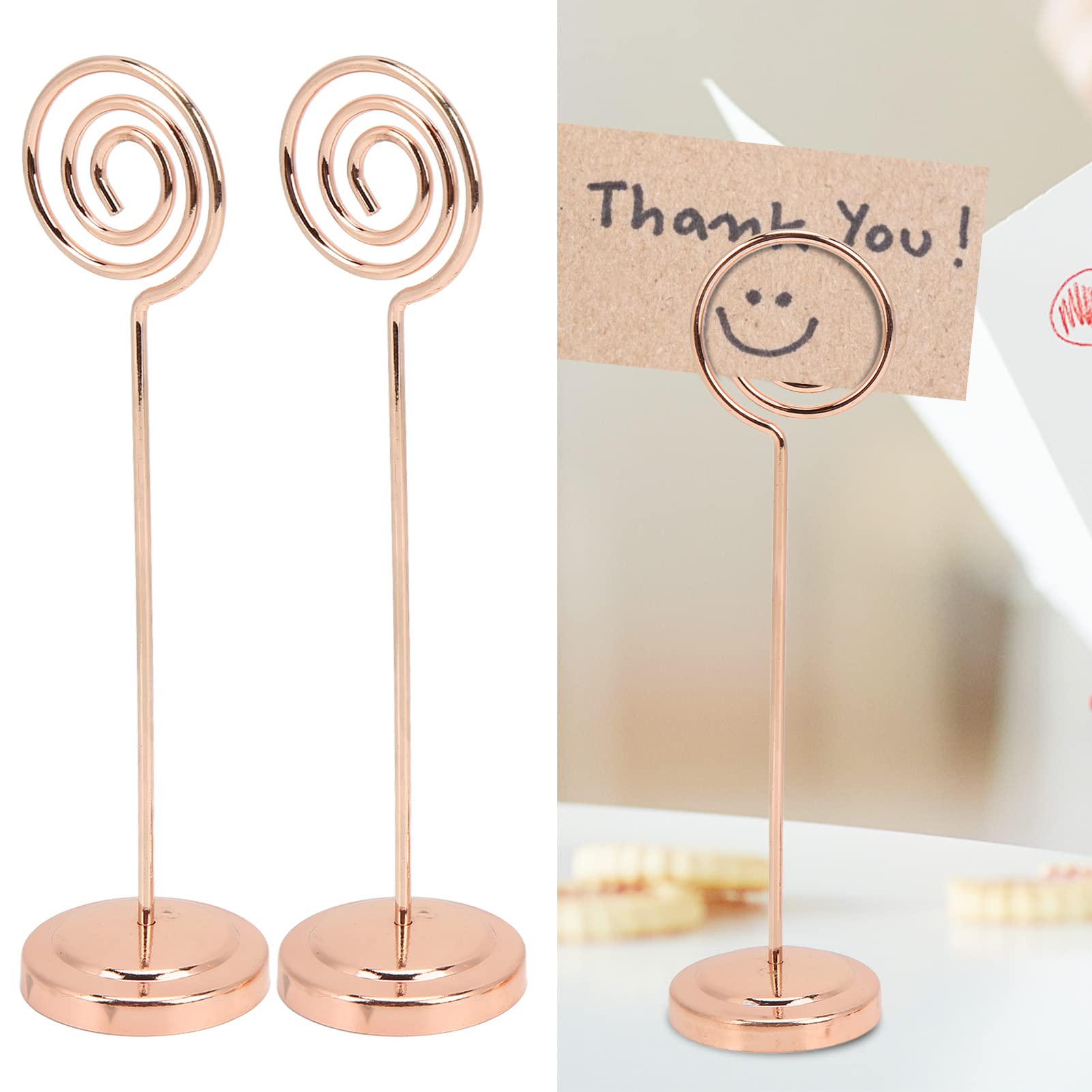 Uchwyty na numery stolików, Table Number Holder Semicircle Base Electroplating Gold Rose 2 Pcs Wedding Office(Rose Gold)