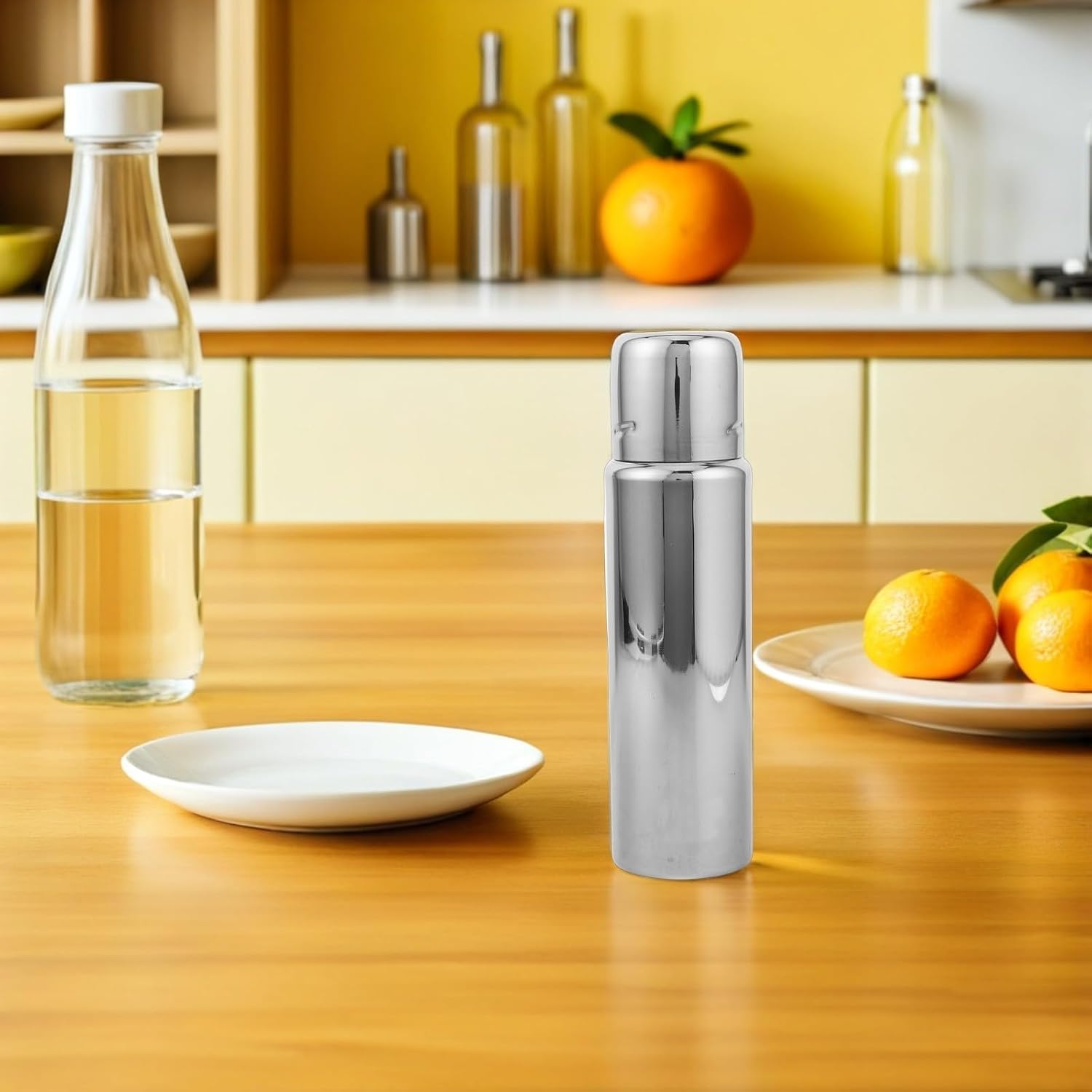 PATKAW Olive Oil Dispenser Bottle Silicone Spout 300ml Stainless Steel Leakproof Condiment Container with Modern Chic Finish for Home and Outdoor Picnics