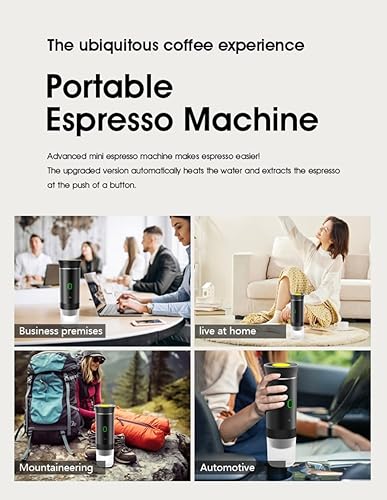 Miniatura 3 de Cafetera eléctrica portátil inalámbrica con USB-C, autocalentable, cafetera espresso recargable para viajes, camping, casa rodante, hogar, oficina