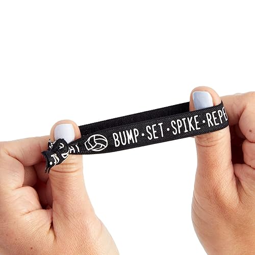 Miniatura 4 de BLUE PANDA Lazos y pulseras de voleibol para el cabello, paquete de 50, blanco y negro, 3.35 x 0.6 pulgadas, bandas elásticas con juego de golpes,