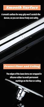 Pole Dancing Pole for Home 45 Mm Professional Stripper Pole, Portable Spinning Static Dancing Pole With Adjustable Height, Heavy Duty Portable Removable Dance Pole Kit, Loads 200kg (Size : 274CM
