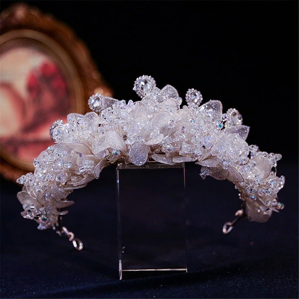 Bridal Tiara Crown Crystal Lace Flowers Wedding Dress Accessories