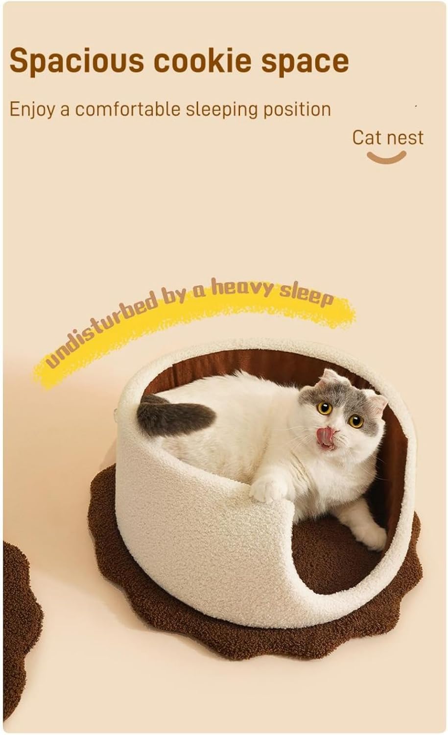 Cookie Cat Nest Autumn and Winter Cold Protection Cat Sleeping Closed Cat House Cat Bed Pet Bed Dog Bed Removable Suitable for Small and Medium-Sized Cats and Dogs