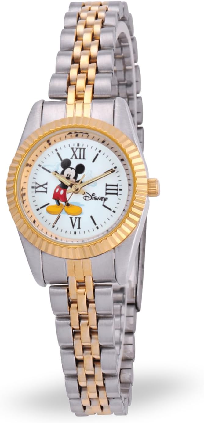 Disney Officially Licensed Mickey Mouse Watch – Stylish Mickey Mouse Watch for Women – Classic Watches Fans – Women's Stainless Steel Watches with White Dial
