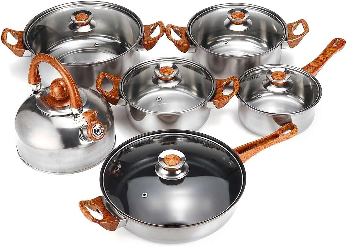 Stainless Steel Kitchen Cookware Set Cooking Pots and Pans Casseroles Frypan Saucepan Set Cookware Utensil Sets