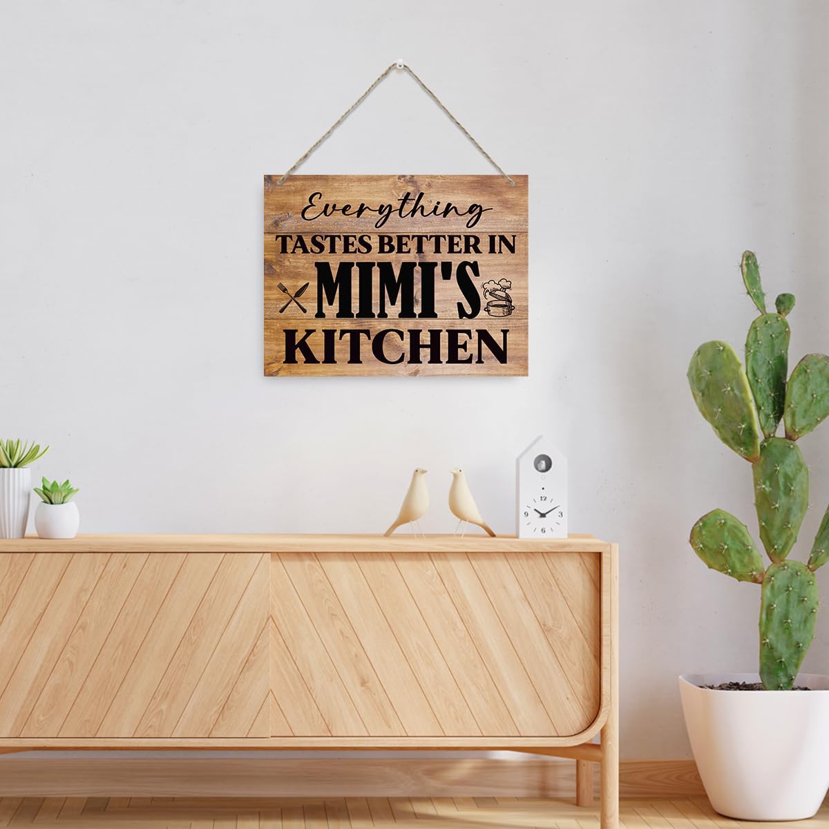 Hanging Wooden Kitchen Gifts, Grandma's Gift, Mother's Day Gift, Thanksgiving Gifts for Mom from Daughter Son, Everything Tastes Better in Mimi's kitchen Sign, Rustic Farmhouse Sign 15x11.4 Inches - Image 4