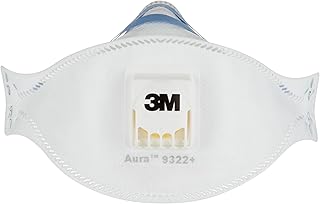 3M Aura 9322+, FFP2 Atemschutz-Maske mit Ventil, für Handschleifen und Elektrowerkzeugarbeit, FFP2-Maske, 5 Stück