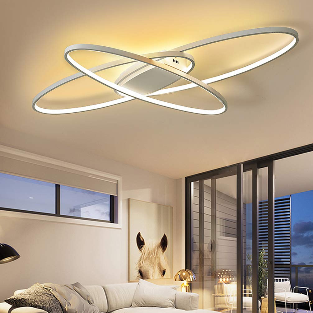 Plafonnier LED Moderne Lustre salon à intensité variable avec télécommande pour chambre