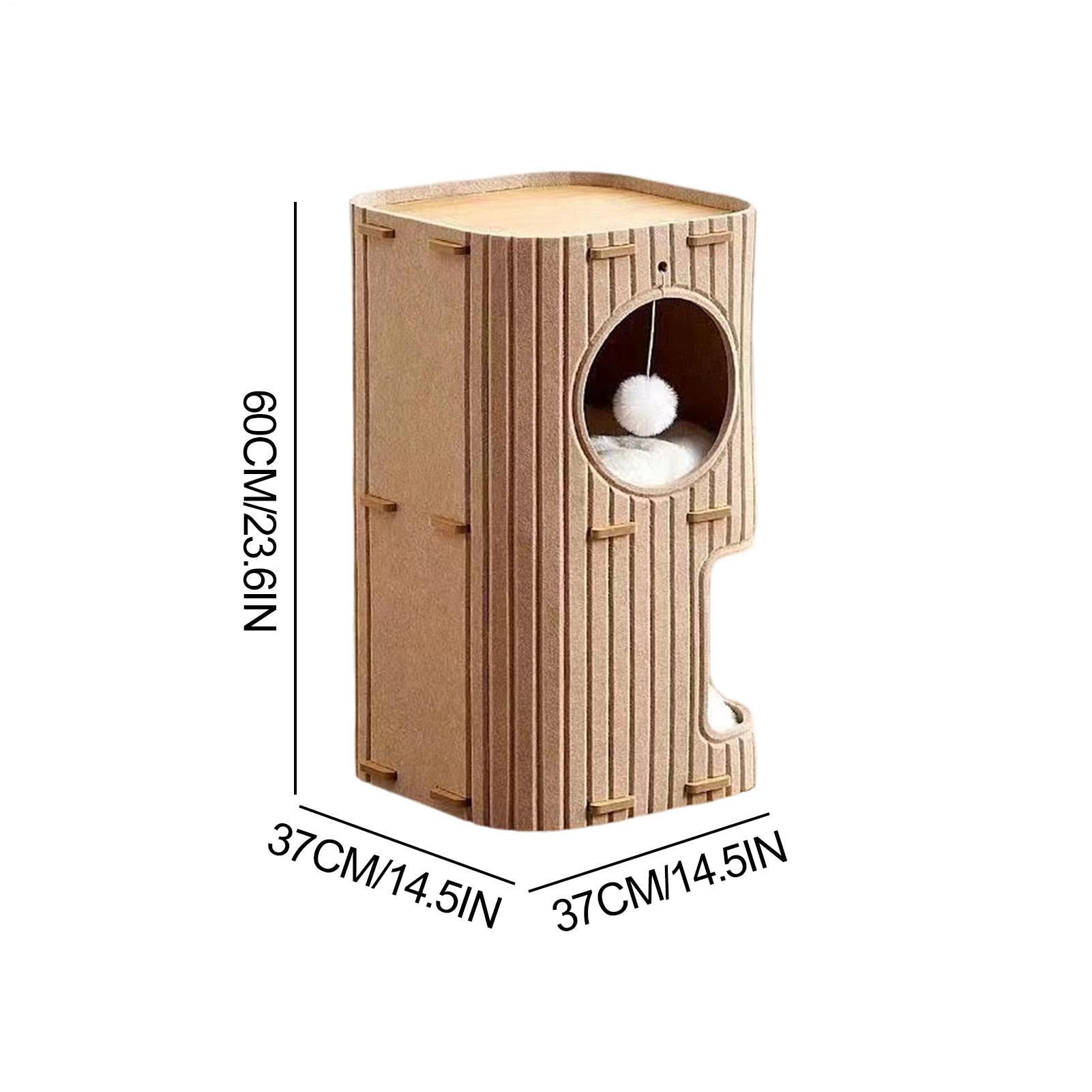 Condo de dos pisos: refugio suave, cubito acolchado para dormir, juguete interactivo para colgar, de salón, perfecto para animales pequeños, lactantes, siestas, santuario, cabina de espacio de