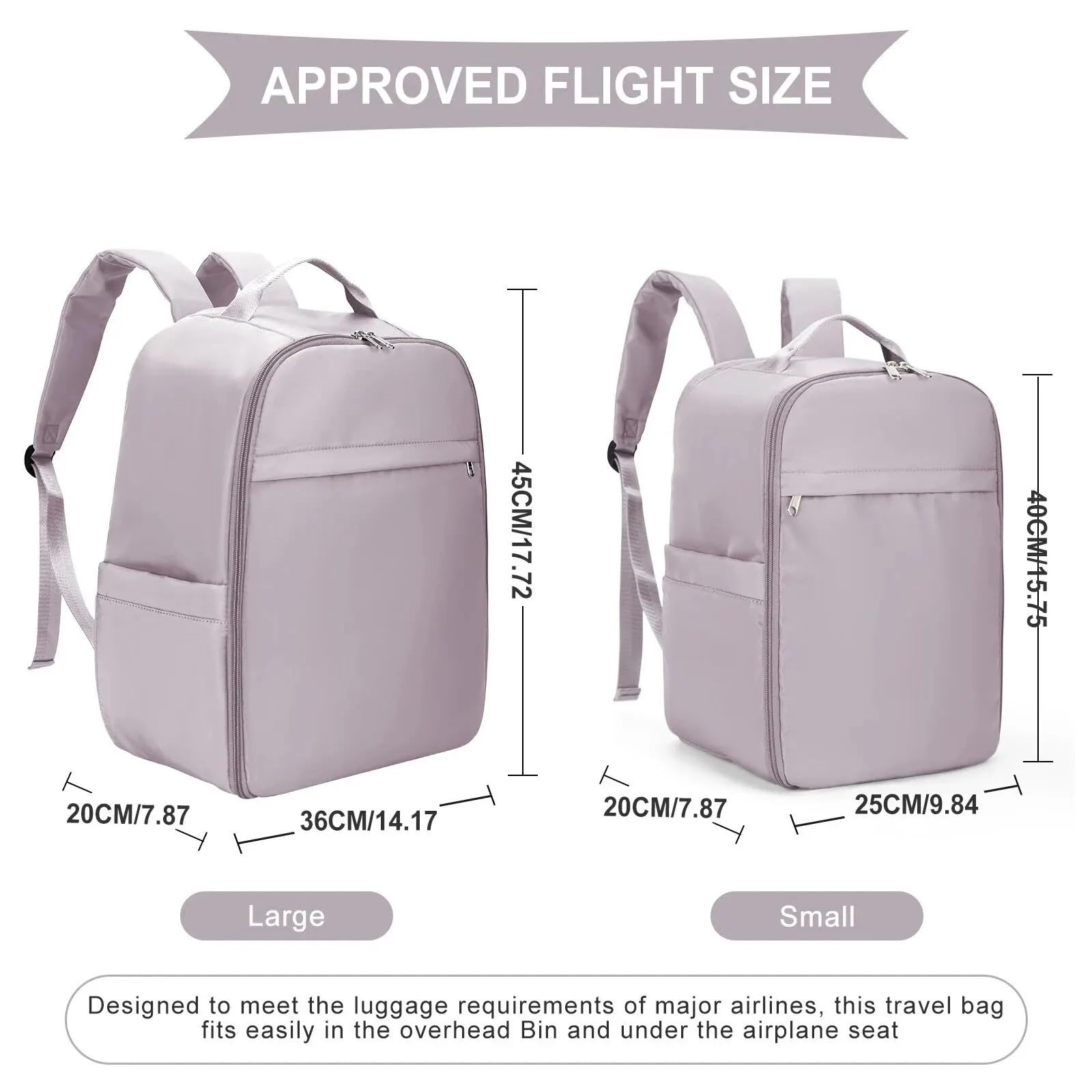 Bolsa De Cabina Mochila for Equipaje de Mano, Bolsa de Cabina de 40x20x25cm, 45x36x20cm, Mochila de Viaje Ligera for Equipaje de Mano para Viajar(Pink,Small)