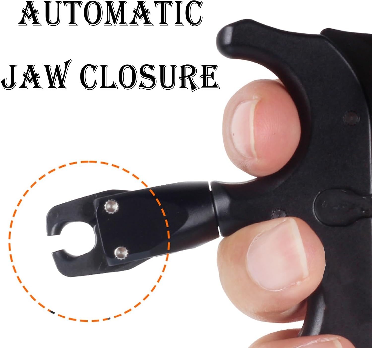 4-Finger Grip Release Aid, Auto-Closing 360° Rotating Design for Compound Bows, Archery Accessory for Outdoor Shooting and Hunting