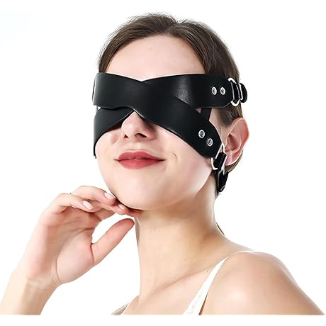 Crossed Eye Mask SM Leather Blindfold Eye Mask with Studs