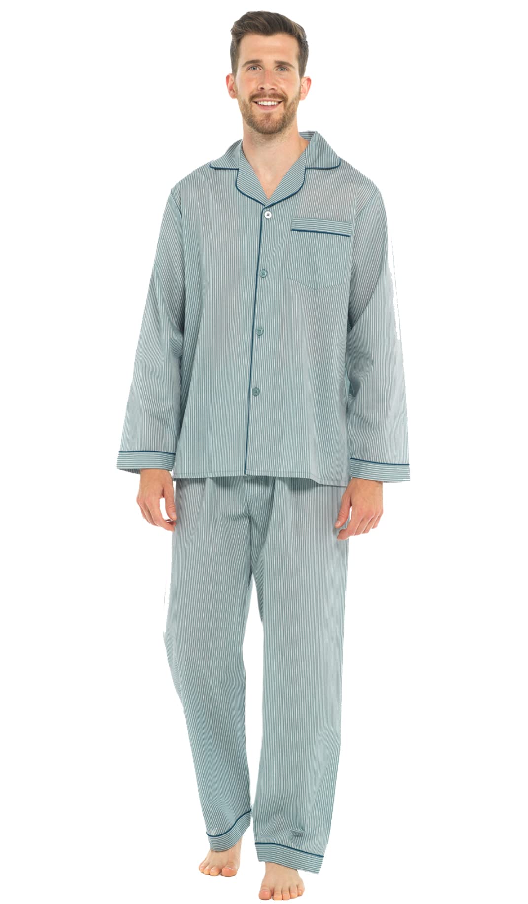insignia Mens Traditional Woven Pyjamas With Logo Pocket-picture-44