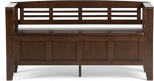 Miniatura 9 de Simpli Home Adams Banco para entrada con espacio de almacenamiento, Marrón (Rustic Brown) Castaño medio rústico,café envejecido natural rústico.