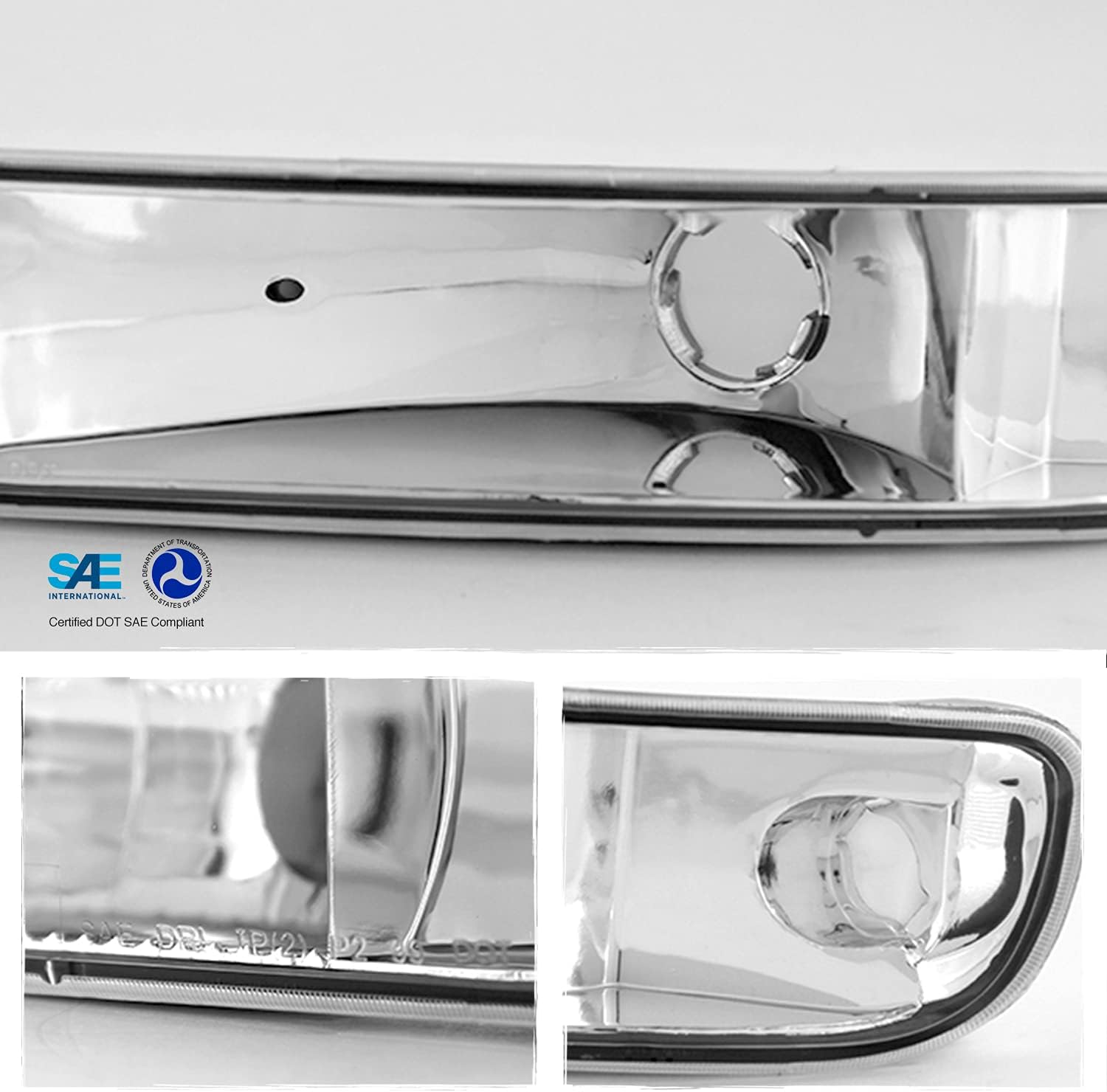 AKKON - Fit 2000-2006 GMC Sierra Yukon LED Bar DRL Projcetor Headlights with Bumper Turning Lights - Chrome Housing