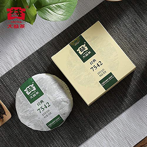 Taetea 7542 Classic Raw Pu-Erh Tea, Aged Fermented Puerh Tea Cake, Chinese Sheng Pu'er Tea Black Tea For Daily Drink And Gift 150G / 5.29Oz #TOP7
