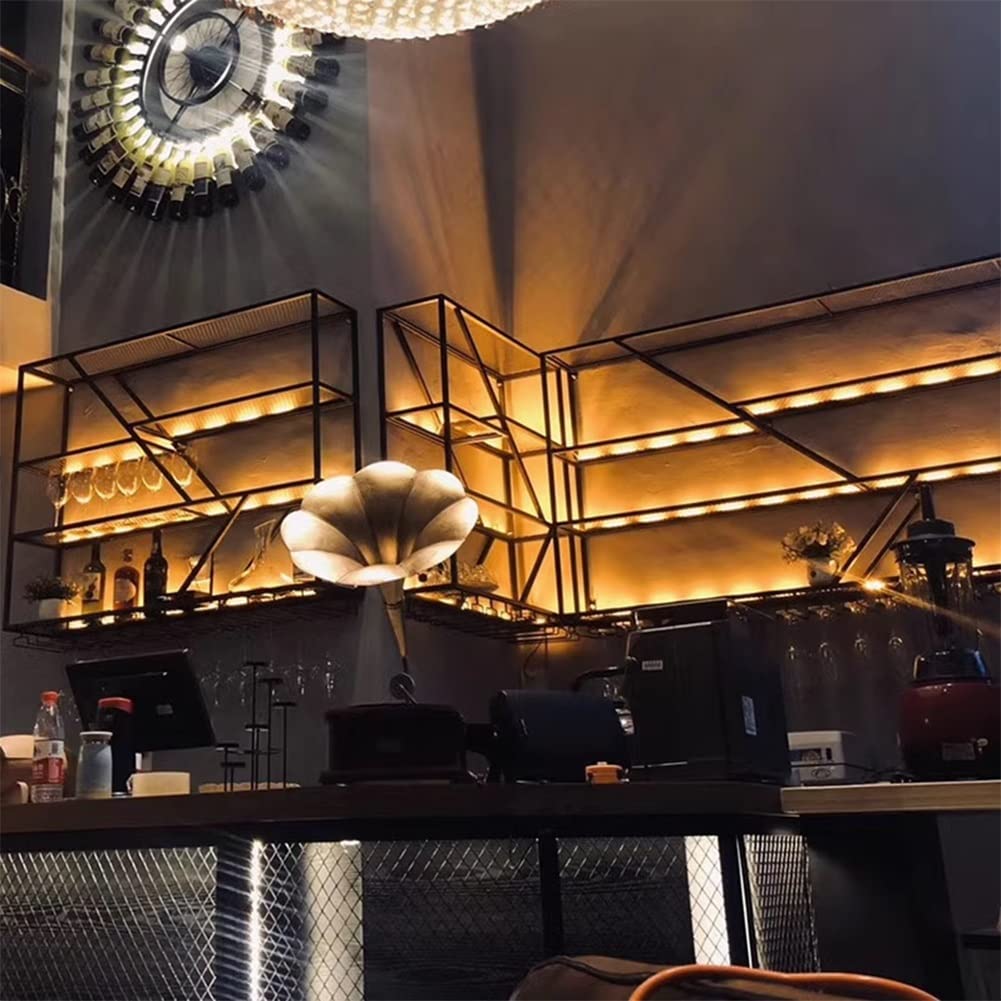Botellero para colgar en la pared, estante de metal luminoso para cocina y comedor, fácil de instalar, decoración retro, perfecto para botellas de vino y enfriadores de vino