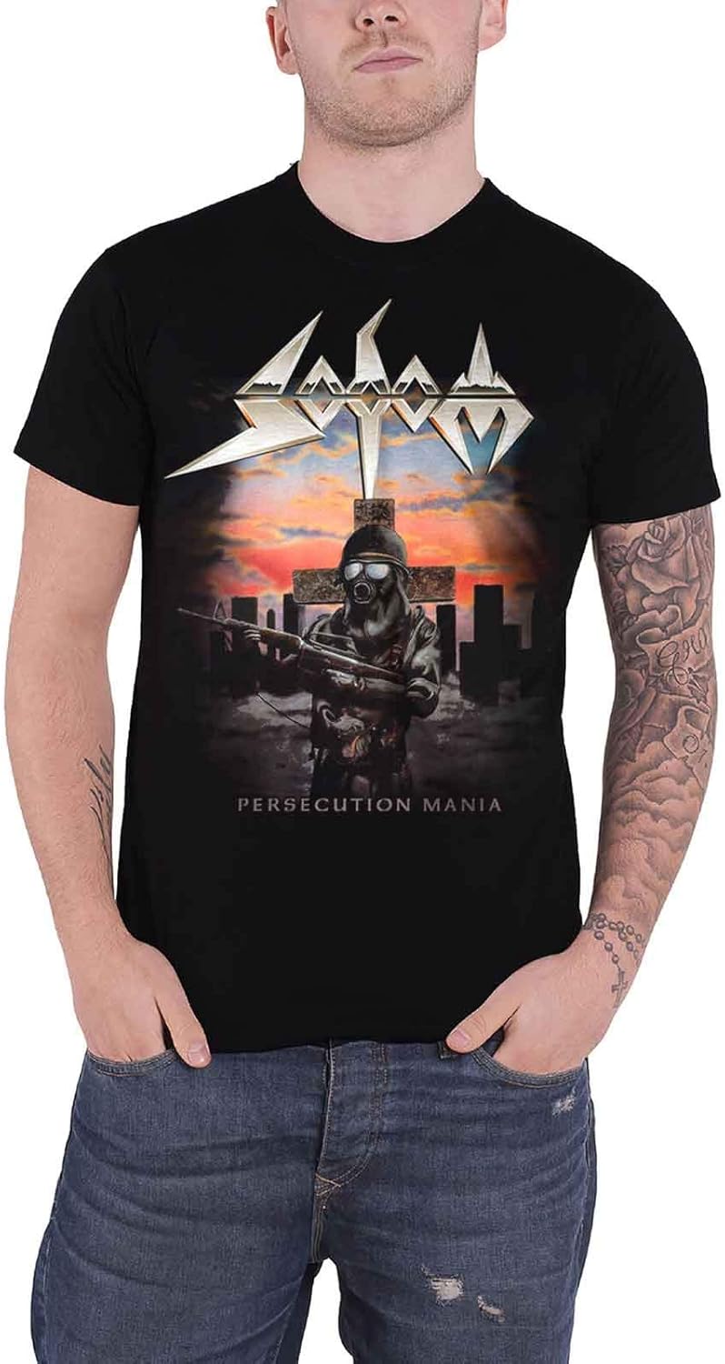 Sodom T Shirt Persecution Mania Album Cover Band Logo Official Mens Black