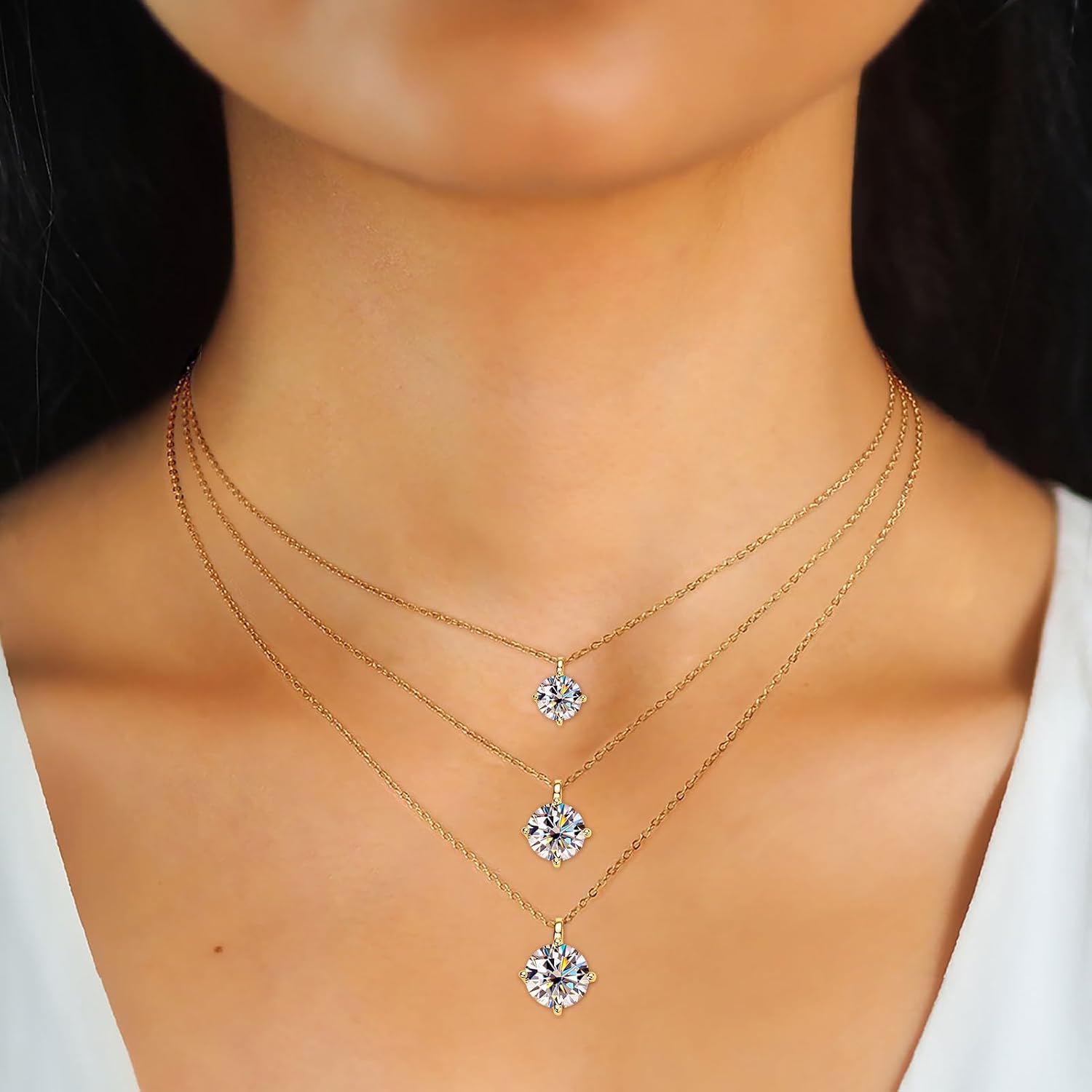 1-3CT Moissanite Pendant Necklace for Women, D Color VVS1 Clarity 925 Sterling Silver 4 Prong Pendant for Mom Wife Birthday Wedding Jewelry Gifts